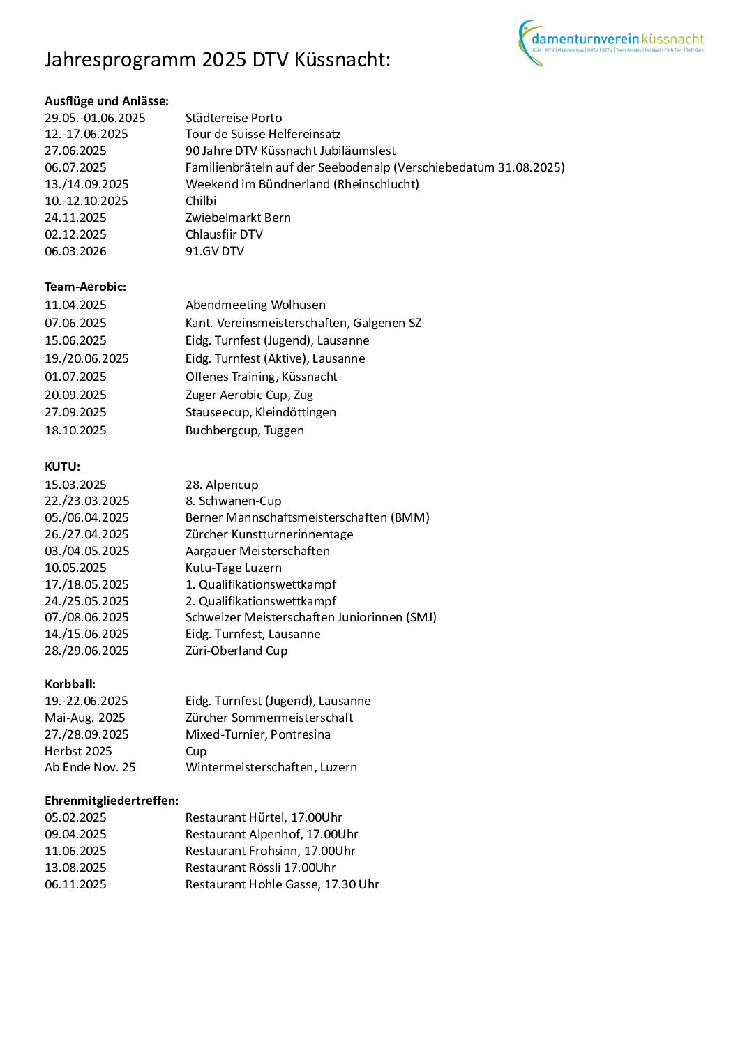 Jahresprogramm DTV 2025